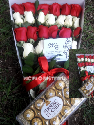 caja de rosas en escala