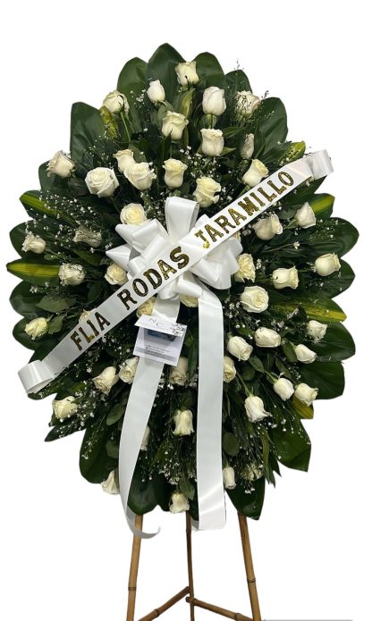 corona funebre rosas blancas