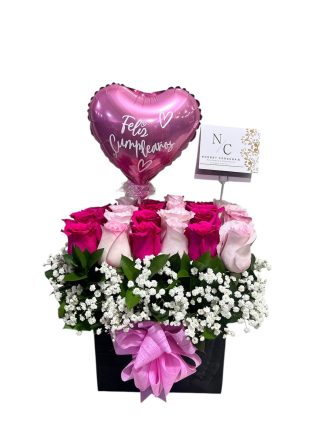 Cubo en Rosas -floristerias en cali